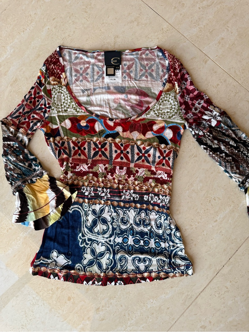 Vintage Y2K Just Cavalli by Roberto Cavalli Patchwork Top